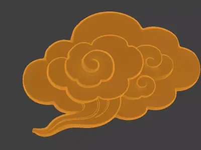 A 3D sculpture of auspicious cloud with cloud pattern decoration 3D print model