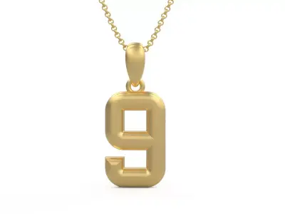 Model 1165 Number 9 Necklace Curved 3D print model