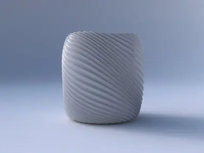 Bowl cylindrical with bent extruded lines 3 3D print model