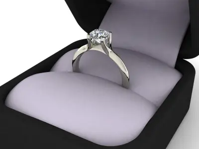Minimalist  Round Shaped Halo Engagement Ring with diamond 3D print model