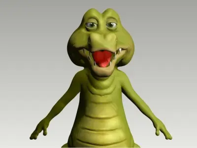 Cartoon crocodile Low-poly 3D model