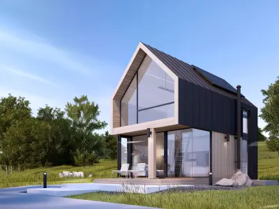 Tiny House Plan 36 sqm Modern Cabin PDFand CAD Files Low-poly 3D model