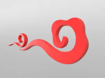 China Type Decoration Cloud v2 002 Low-poly 3D model