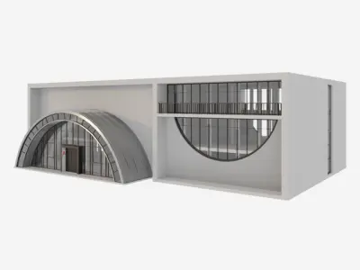 angar building with arched roof 3D model