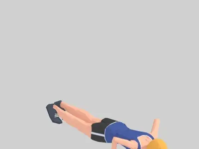 Burpees  Exercise Woman Animation Low-poly 3D model