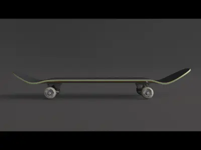 classic skateboard all parts 3D model
