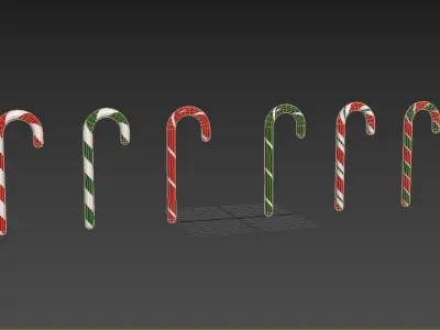 Free Christmas Candy Canes Free low-poly 3D model