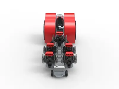 Pulling tractor with 5 engines V8 Scale 1 to 25 3D print model