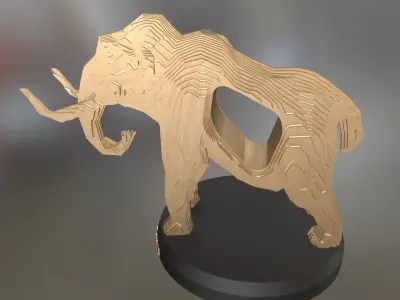 Parametric Wood Mammoth Low-poly 3D model