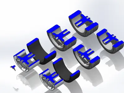 Set of custom wheels Curtis Speed 1963 Stingray for scale model 3D print model