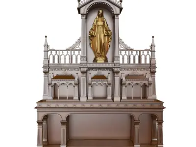 wooden christian altar luxury golden statue of god 3D model