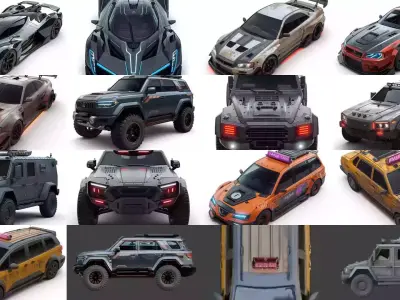 Cyberpunk And Luxury Performance Vehicle 3D Collection 3D Model Pack