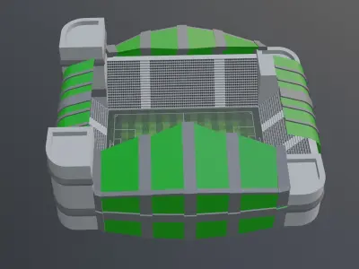 Football Stadium - Green Low-poly 3D model