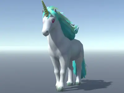 Lowpoly Stylized Unicorn Rigged and Animated for VR AR Games  Low-poly 3D model
