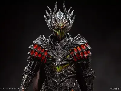 Dark fantasy Dragon Knight - Dragon knight boss - Enemy knight Low-poly 3D model