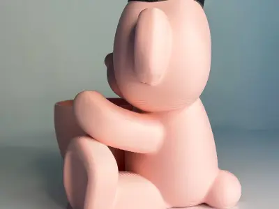 TEDDY BEAR VASE GRADUATION GIFT 3D model