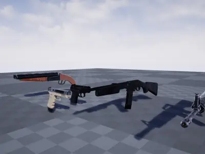 5 BPR Weapons and Shooting Room Unreal Engine Assets Low-poly 3D model
