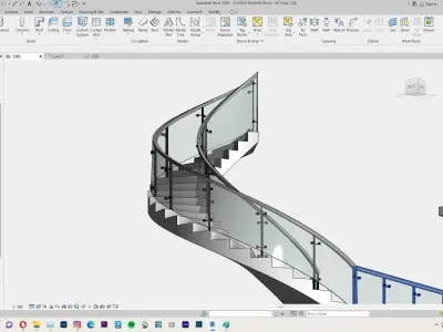 Modern Railing Revit Family 3D model
