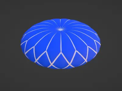 Round decorative blue pillow 3D model