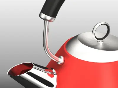 Accents Red Traditional Kettle  Low-poly 3D model
