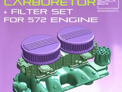 Dual Carburetor set with filters for 572 ENGINE 1-24th 3D print model