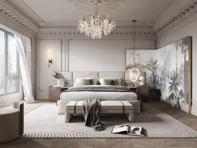 Bedroom  3D Interior Scene French Style 085 3D model