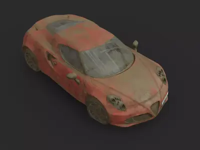 Abandoned Car - Alfa Romeo 4C Low-poly 3D model