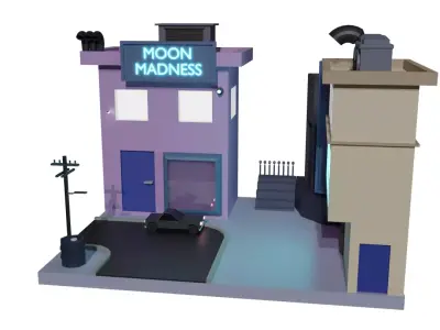 lowpoly buildings for game  Low-poly 3D model