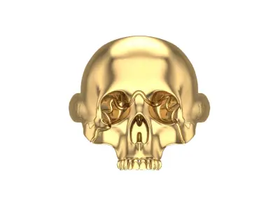 Gold Skull Ring with Detailed Features 3D print model