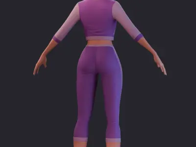 Girl in the sport suit - stylized Low-poly 3D model