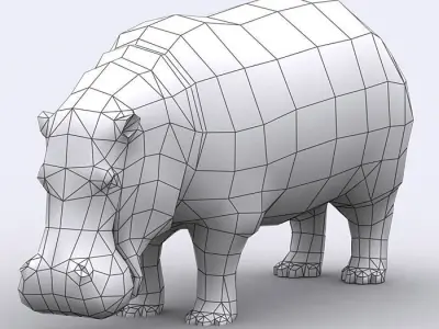 3DRT - Hippopotamus Low-poly 3D model