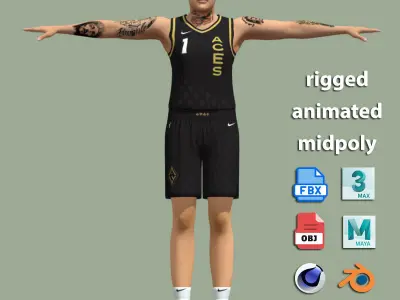 T-Pose Rigged Kierstan Bell Las Vegas Aces 3D model