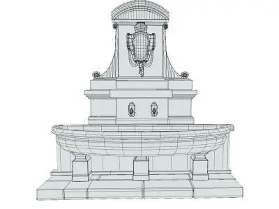 Version Low Poly Hand Style Fountain 19th Stone Low-poly 3D model