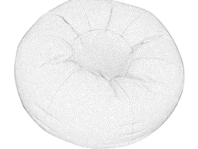 Faux Fur Bean Bag in Solid Dune 3D model