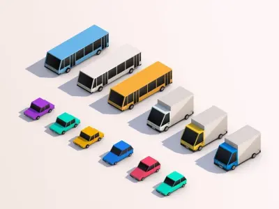 Cartoon Low Poly City Cars model 3D model