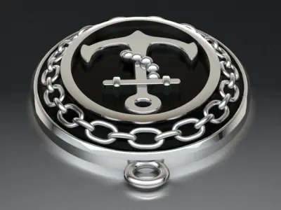 Anchor pendant with and chain 3D print model