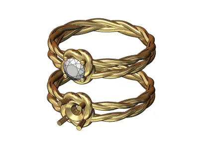 Double rope shank 5mm diamond solitaire US sizes 5to9 3D print model