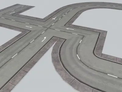 Road Modules PBR Pack Low-poly 3D model