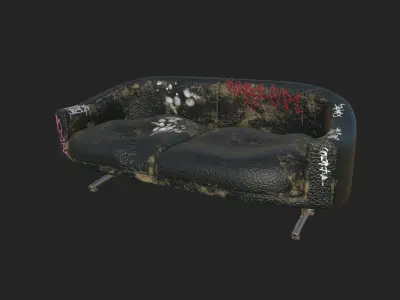 old tagged doble sofa Low-poly 3D model