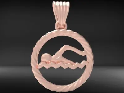 Swimming Pendant Charm Necklace Jewerlry  3D print model