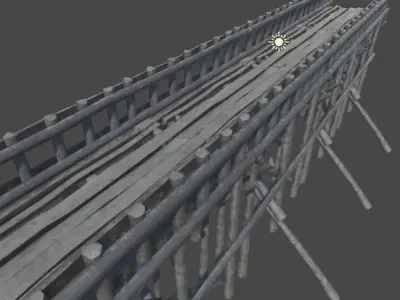 Wooden Bridge Low-poly 3D model get
