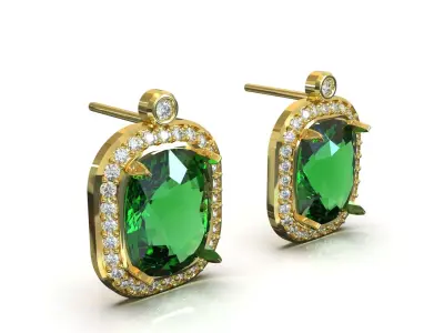 luxury emerald jewelry stl 3dm earring je0140 3D print model