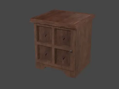 Old bedside table - PBR Game Ready Low-poly 3D model Low-poly 3D model