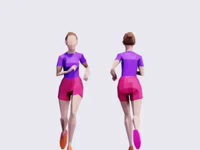 Exercising People - Animated and Rigged Low-poly 3D model
