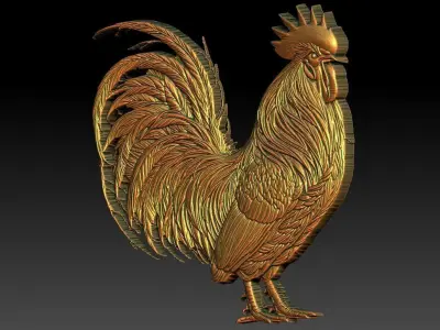 2 rooster CNC Relief Model 3D print model