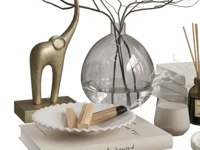 Decorative Set with Palo Santo Sticks and Candles 3D model