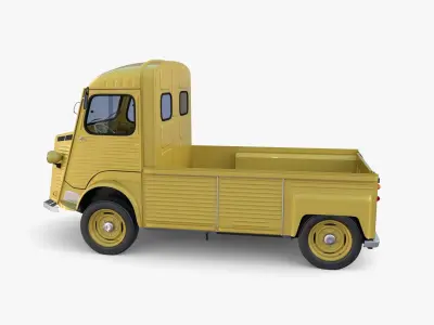 Generic 40s Van Pick Up with interior v3 3D model
