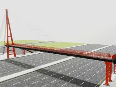 Rope Tension Pedestrian Overpass Type-1 3D model