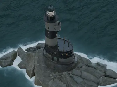 River Lighthouse Low-poly 3D model