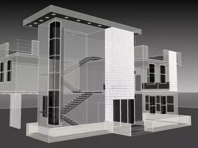 Architect modern house with stairs 3D model